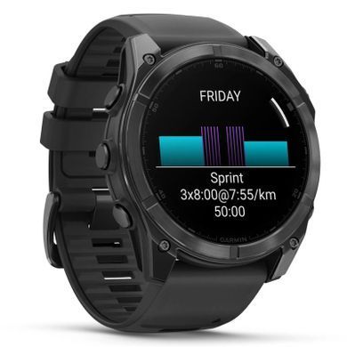 Смарт-годинник Garmin fenix 8 51mm, AMOLED, Glass/SS, SlateGray Steel/Black,BlkBnd, GPS (010-02905-0