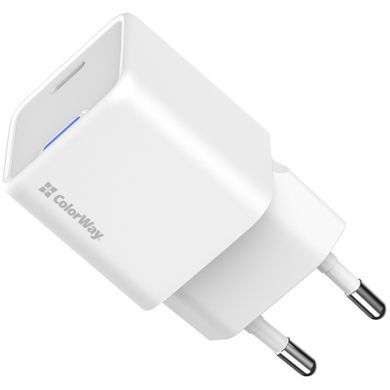 Зарядний пристрій ColorWay C101C GaN Mini 20W PD PPS USB-C white (CW-CHS059PD-WT)