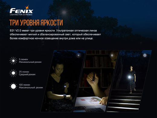 Фонарь ручной Fenix E01 V2.0 голубой