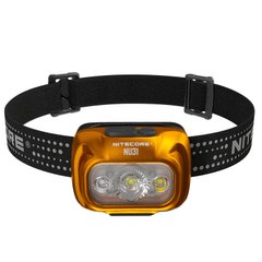 Ліхтар налобний Nitecore NU31 (Білий + Червоний LED, 550 люмен, 9 режимів, USB-C), помаранчевий