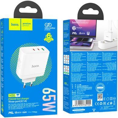 Зарядний пристрій HOCO N30 Glory White (6931474784155)