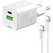 Зарядний пристрій ColorWay C101A GaN Mini 20W PD PPS USB-C + USB-A QC4.0 + cable USB-C to USB-C blac