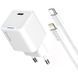 Зарядний пристрій ColorWay C101D GaN Mini 20W PD PPS USB-C + cable USB-C to Lightning white (CW-CHS0