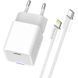 Зарядний пристрій ColorWay C101D GaN Mini 20W PD PPS USB-C + cable USB-C to Lightning white (CW-CHS0