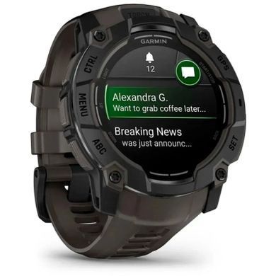 Смарт-годинник Garmin Instinct 3, 50mm, AMOLED, Black Bezel with Charcoal Band, GPS смарт-годинник (