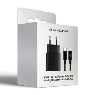 Зарядний пристрій Armorstandart AR-TA800 25W USB-C + cable USB-C to Lightning black (ARM77721)