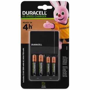 Зарядний пристрій для акумуляторів Duracell CEF14, 4 години, 1 шт. (Includes 2 AA1300mAh & 2 AAA750m