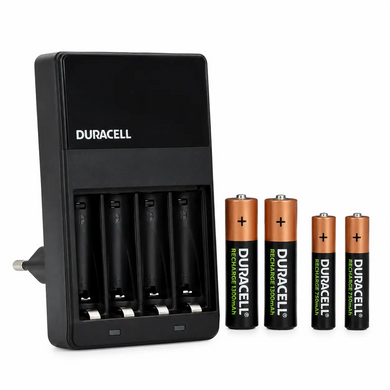 Зарядний пристрій для акумуляторів Duracell CEF14, 4 години, 1 шт. (Includes 2 AA1300mAh & 2 AAA750m