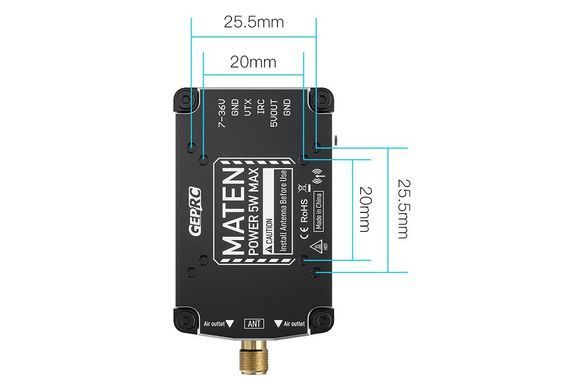 Видеопередатчик GEPRC MATEN 1.2G VTX PRO 5W