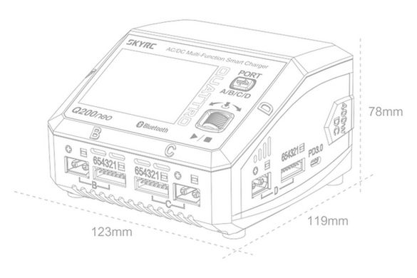Зарядное устройство кватро SkyRC Q200neo 200W/400W с/БП универсальное (SK-100197)