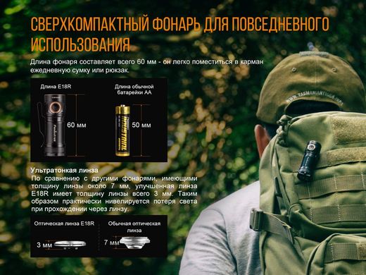 Фонарь ручной Fenix E18R Cree XP-L HI LED