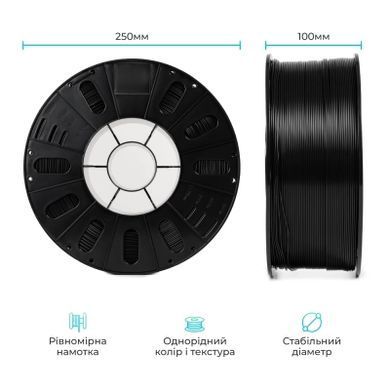 Пластик для 3D-принтера Creality PETG 1.75мм, black, 3кг (3399010140)