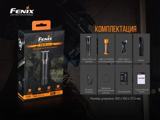 Фонарь ручной Fenix TK16 V2.0, зеленый