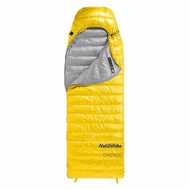 Спальник с натуральным пухом Naturehike CWZ400 NH19W400-Z, (7°C), р-р L, желтый