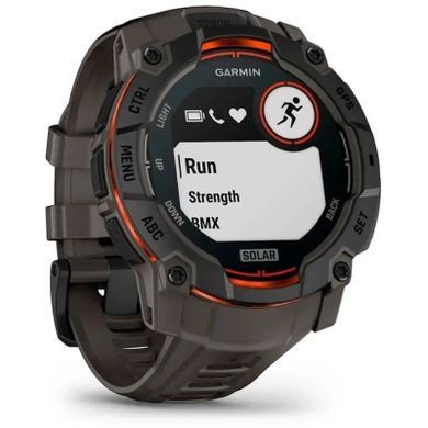 Смарт-годинник Garmin Instinct 3, 50mm, Solar, Black Bezel with Charcoal Band, GPS смарт-годинник (0