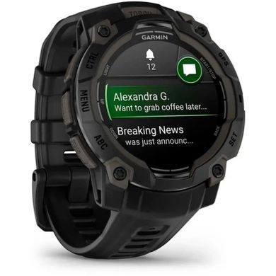 Смарт-годинник Garmin Instinct 3, 45mm, AMOLED, Black Bezel with Black Band, GPS смарт-годинник (010