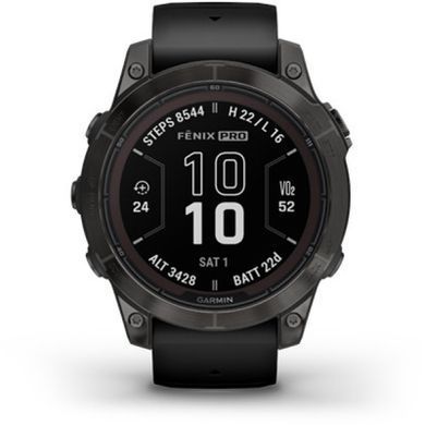 Смарт-годинник Garmin fenix 7 Pro Saph Solar, Crbn Gry DLC Ti w/Black Band, GPS (010-02777-11)