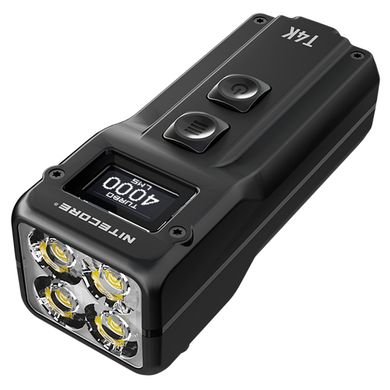 Ліхтар наключний Nitecore T4K з OLED дисплеєм (4xCree XP-L2 V6, 4000 люмен, 5 режимів, USB Type-C)