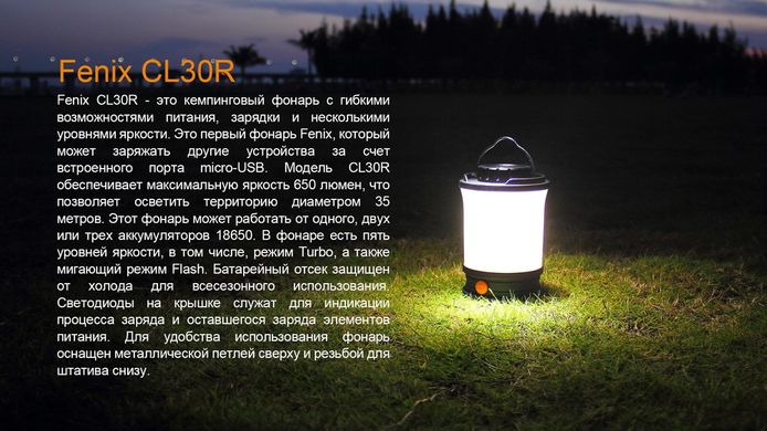 Фонарь кемпинговый Fenix CL30R серый