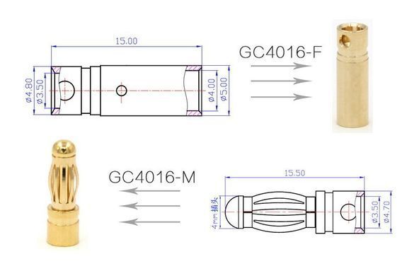 Коннекторы силовые AMASS PLUG 4.0MM 3шт