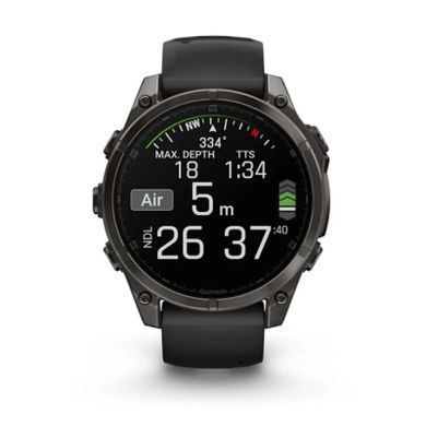 Смарт-годинник Garmin fenix 8 47mm, AMOLED, Saph, CrbnGryTi/Blk, Blk/PebbleGryBnd, GPS (010-02904-21