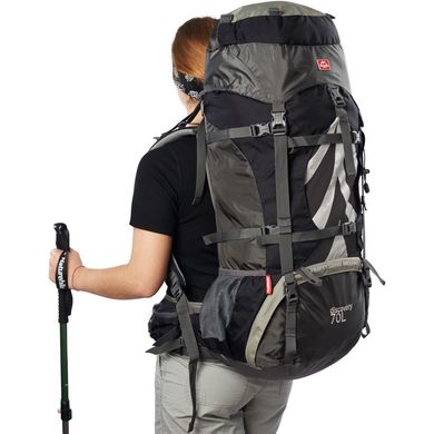 Рюкзак туристический Naturehike NH70B070-B, 70 л+5 л, черно-серый