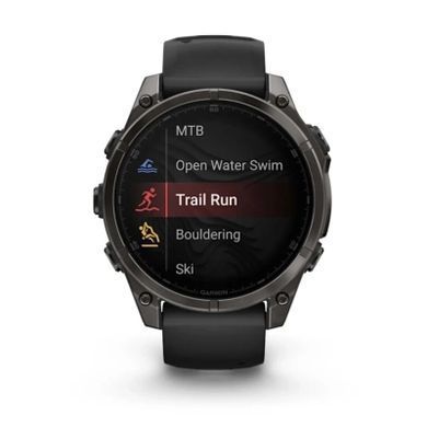 Смарт-годинник Garmin fenix 8 47mm, AMOLED, Saph, CrbnGryTi/Blk, Blk/PebbleGryBnd, GPS (010-02904-21