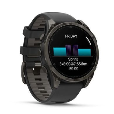 Смарт-годинник Garmin fenix 8 47mm, AMOLED, Saph, CrbnGryTi/Blk, Blk/PebbleGryBnd, GPS (010-02904-21
